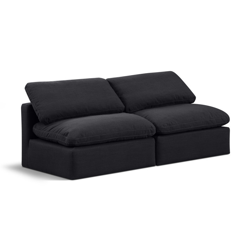 Itala Upholstered 70'' Loveseat, Black Linen Textured Fabric