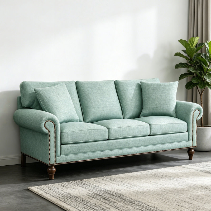 Canapé Vintage Creative, Tissu vert menthe