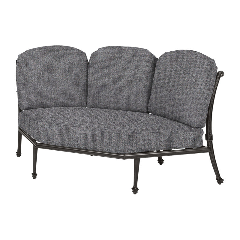 Grand Terrace Three-Back Corner Chair with Sunbrella Cushions, Cast Slate Sunbrella® Plainweave, Desert Bronze