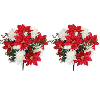14 tiges artificielles bouquet de poinsettia, fleurs de Noël artificielles, oeillet poinsettia