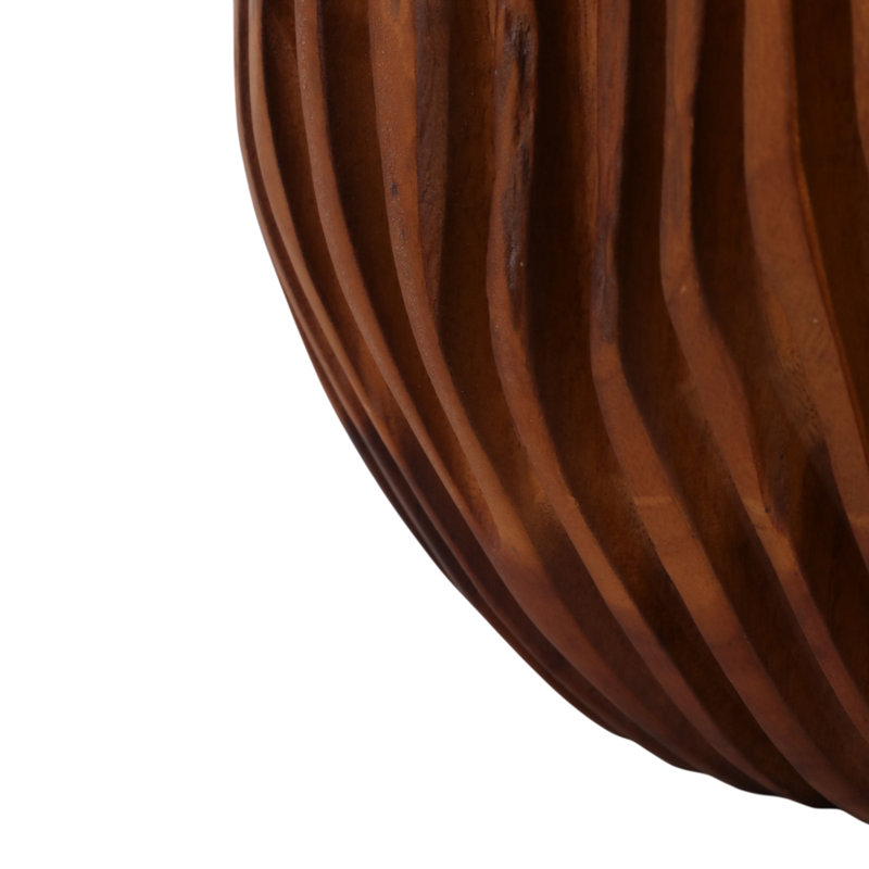 Vase de table sculptural rond sculpté en bois de teck pour décoration intérieure
