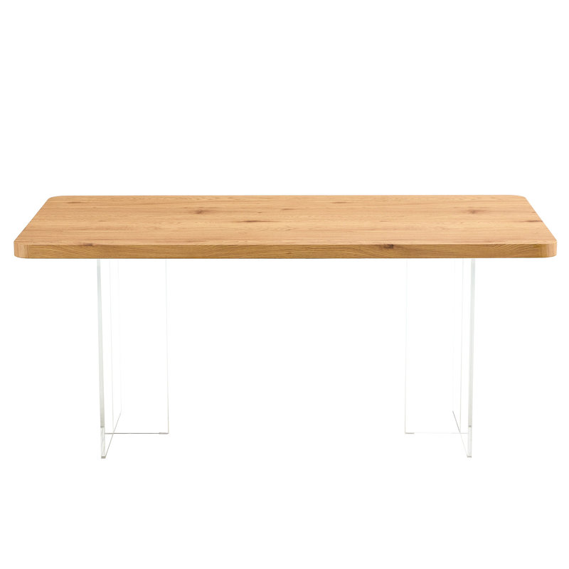 Modern Rectangular Wooden Table With Acrylic Leg Construction - Computer Desk & Dining For Multiple Environments Effortless Setup Legs Architecture And Different Settings Quick Install Method
