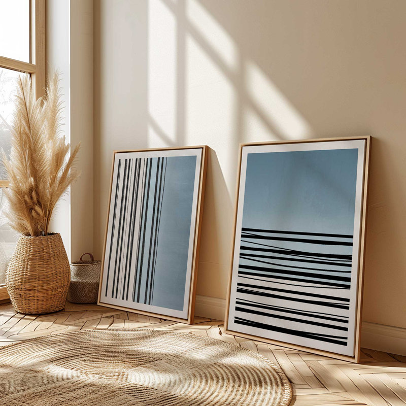 18 "X 12" Twilight Stripes, ensemble de 2 impressions sur toile, Cadre américain en érable flottant