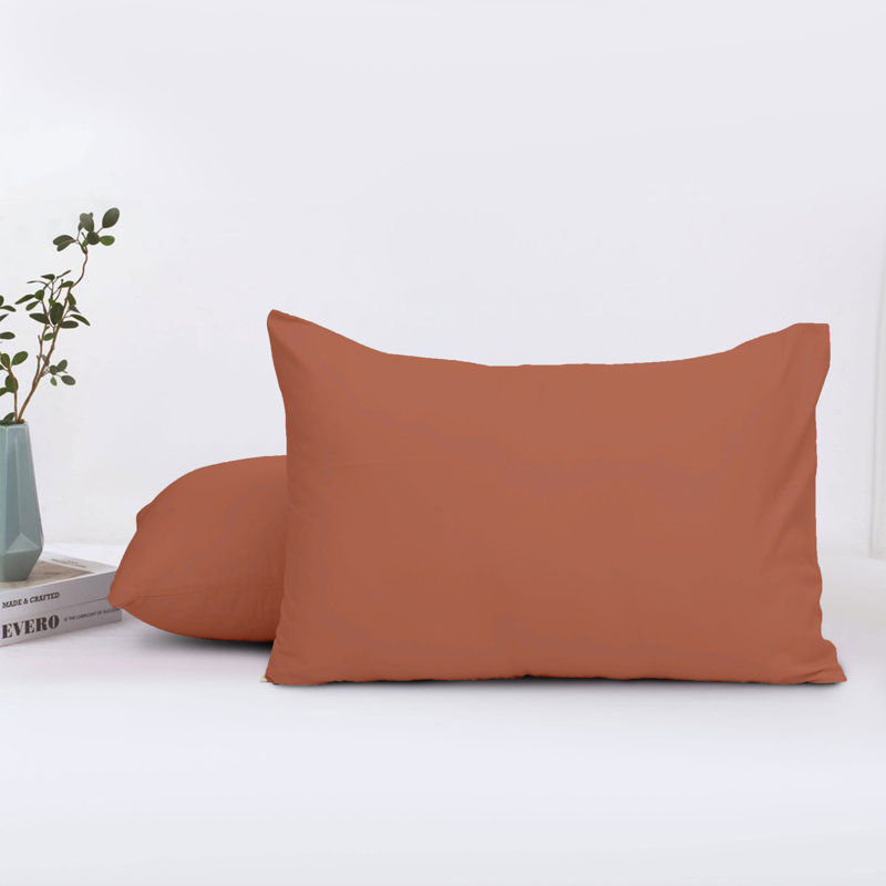 Set of 2 Plain Color Microfiber Pillowcases - Super Soft, Breathable & Easy Care Pillow Covers, Rust