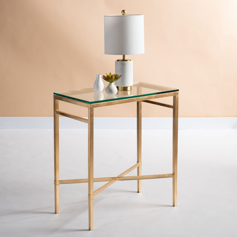 Vera Glass End Table, Antique Gold Gilt