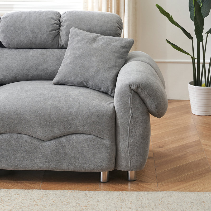 Legary 78'' Velvet Sofa, Gray Velvet, 39.8" H x 78" W x 25" D