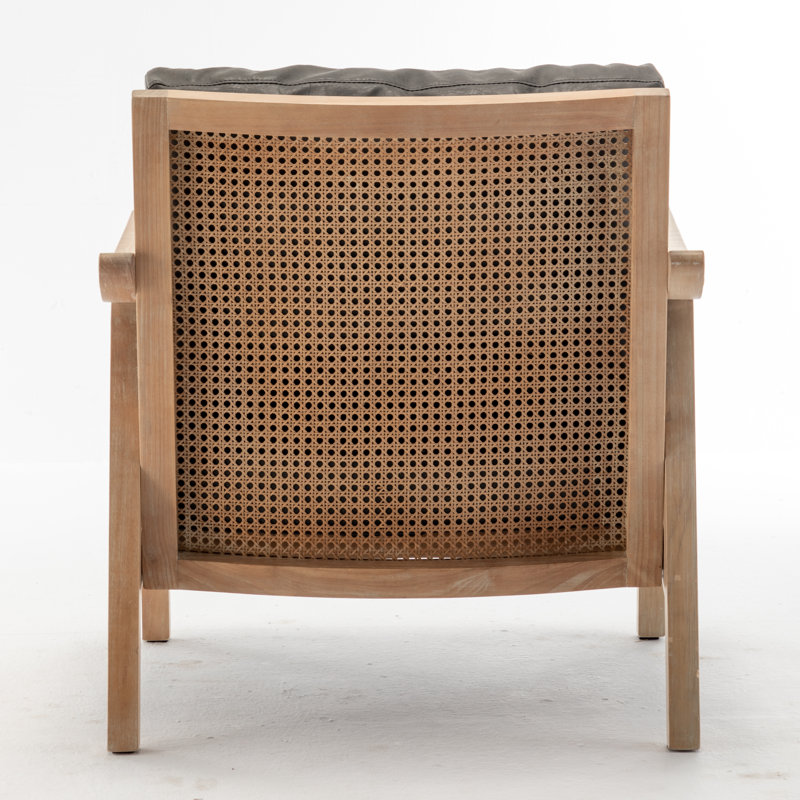 Fauteuil en polyester de 27 po Nicki, Similicuir rétro gris anthracite