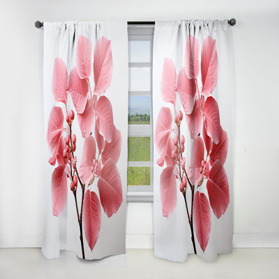 Pink Leaves Rose Radiance - Leaves Curtain - Room Darkening Floral Curtain - 1 Panels