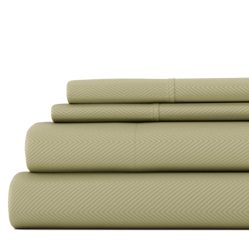 Sage Twin Chevron Microfiber Cotton Sheet Set