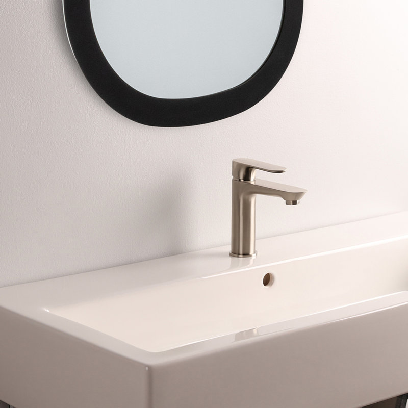 Flou Single-Hole Single-Handle Bathroom Faucet with Drain Assembly, Brushed Nickel