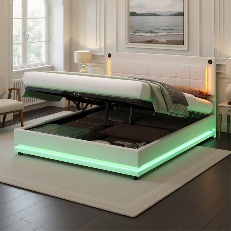 Upholstered Ottoman Storage Bed, Double (4'6)