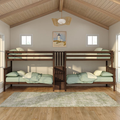 Classic Twin/Full Quad Bunk, Walnut