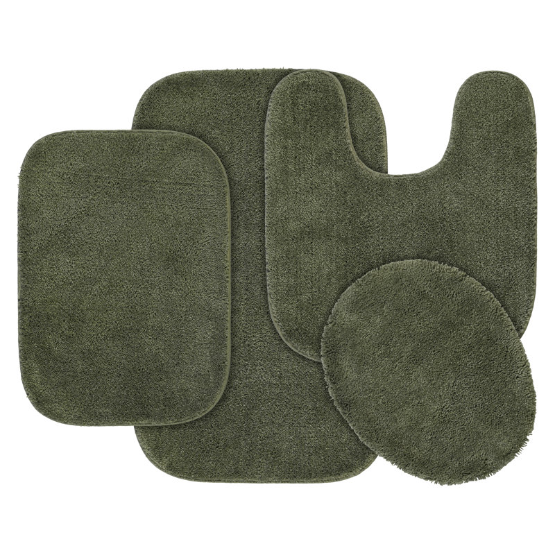 Mccluney Traditional 4 Piece Bath Rug Set, Green