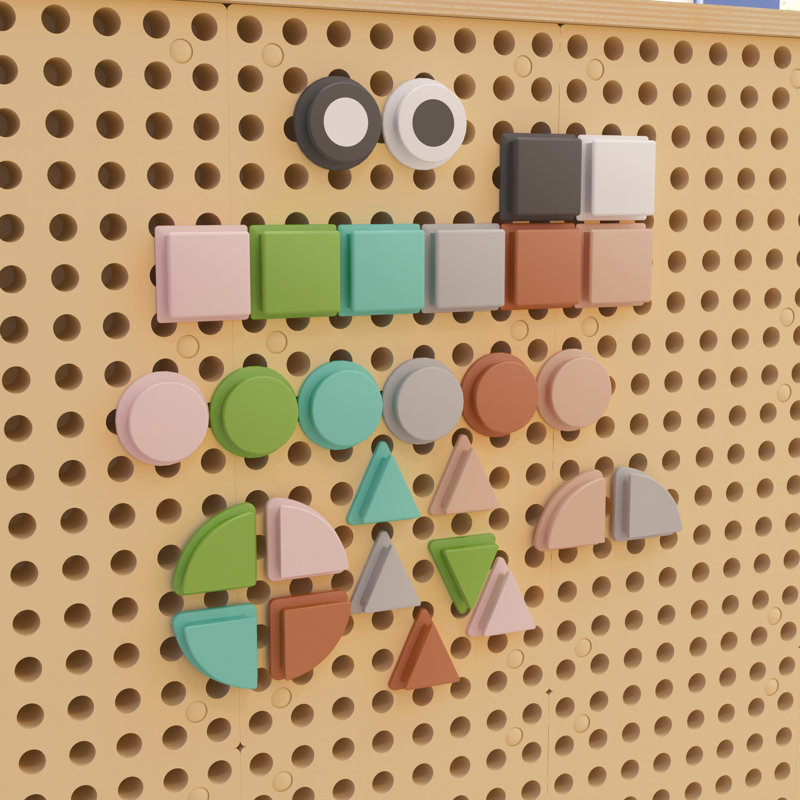 Bright Beginnings Commercial Grade 256 Piece Shape Set for Modular STEAM Wall Systems (Not Included), Pink/Blue/Green