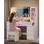 Dressing Table with HD Large Mirror, RGB Light, Glass Tabletop, Vanity Desk with Power Outlet, Vanity Table with 8 Drawers, Display Cabinet for Bedroom