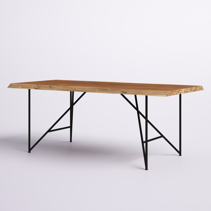 Joason Live Edge Solid Wood Dining Table, Light Walnut