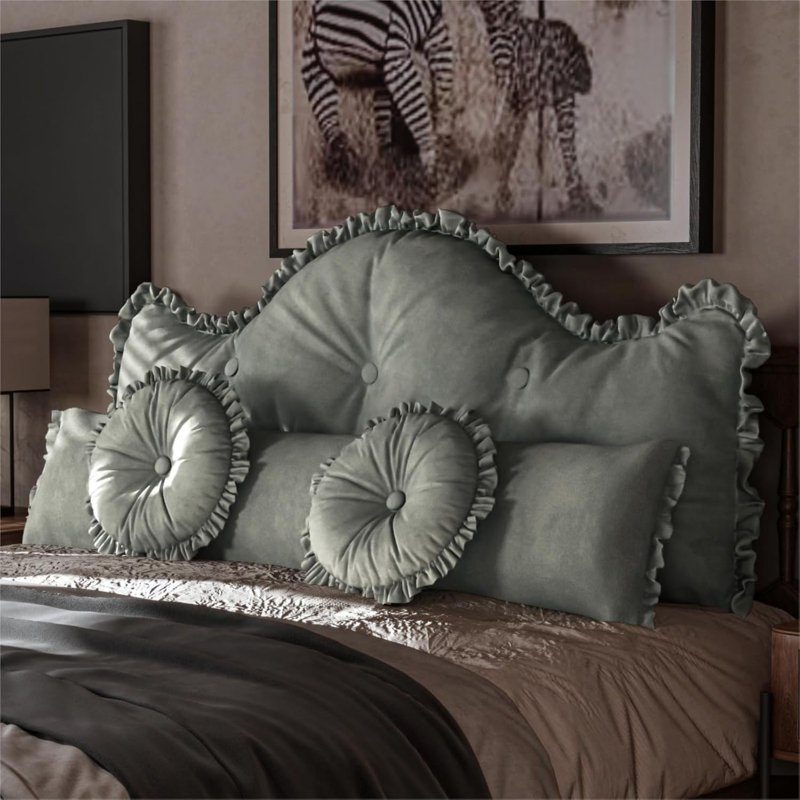 Sit-up Back Comfort WOWMAX Bed Decorative Pillows Set of 4, Headboard Pillow, Body Pillow for Adults & Two Round Decorative Throw Pillows, Aesthetic Bedroom Decor, House Warming Gifts Compression