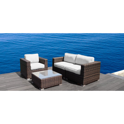3-Person HDPE Wicker Outdoor Seating Group