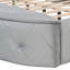 Lit plateforme tapissier en velours avec tête de lit à oreilles, 1 grand tiroir et 2 tabourets de rangement latéraux (gris)-375295329