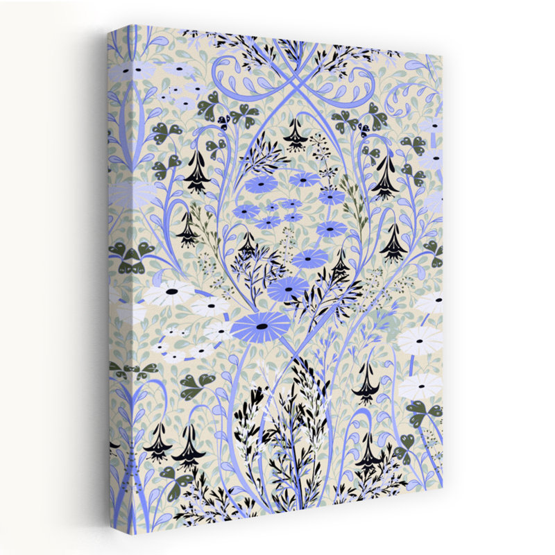 Élégant motif floral bleu, classique et délicat, impression d'art mural printanier inspirée par la nature, H 48 po x l 32 po