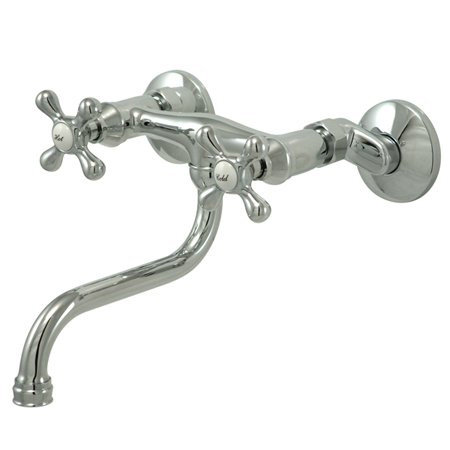Vintage Wall Mounted Vessel Sink Faucet with Double Cross Handles, Polished Chrome