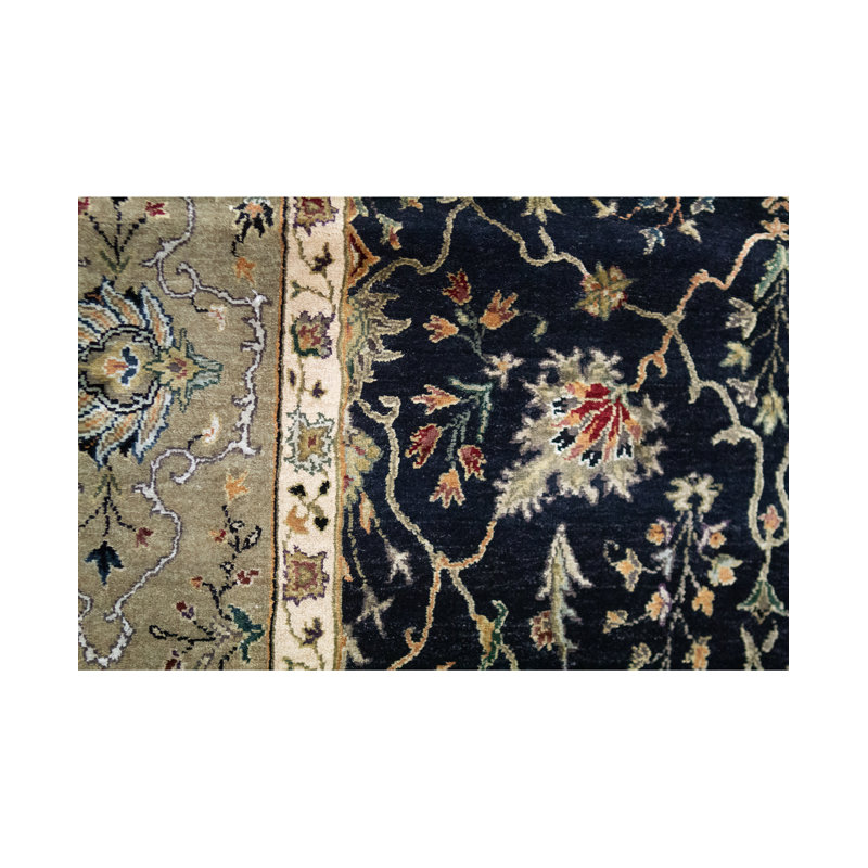 Tapis noir et brun de haute qualité noué à la main