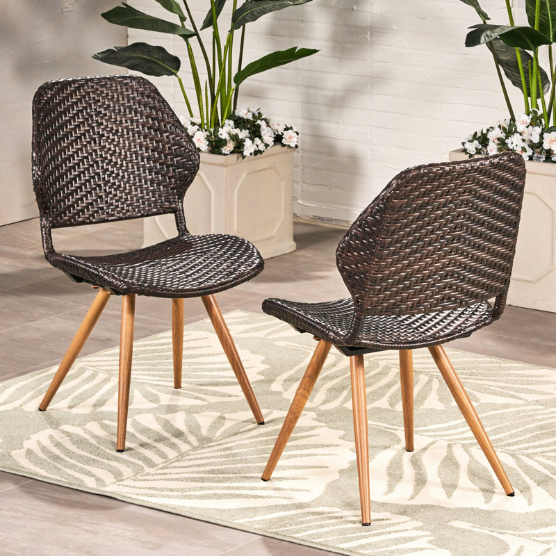 Élégantes chaises de salle à manger 2 pièces - Structure en fer et siège de soutien pour l'extérieur de 2 sièges