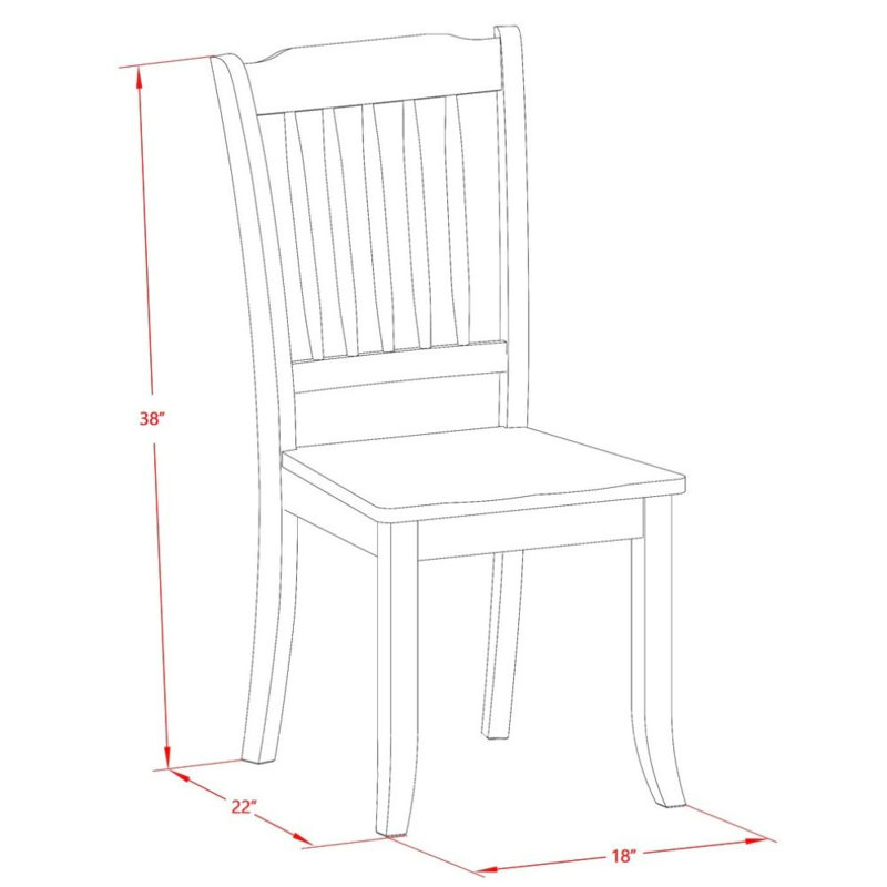 Chaises de salle à manger Danbury - Ensemble de 2 chaises en bois massif à dossier en lattes, noir et cerisier, 1