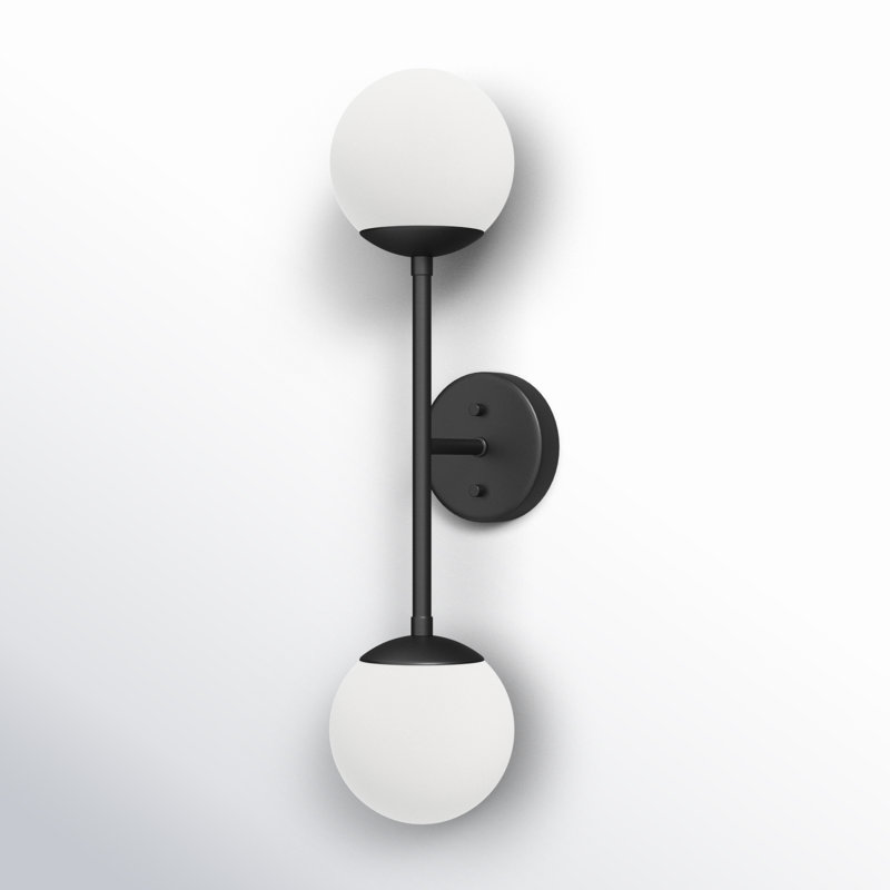 Matte Black 24" Steel Wall Sconce with Opal Glass