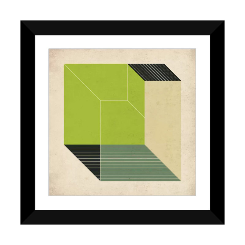 Cubes xiii. v, impression sur toile tendue, Papier d'art encadré noir, Blanc, H 16 po x l 16 po x P 1 po