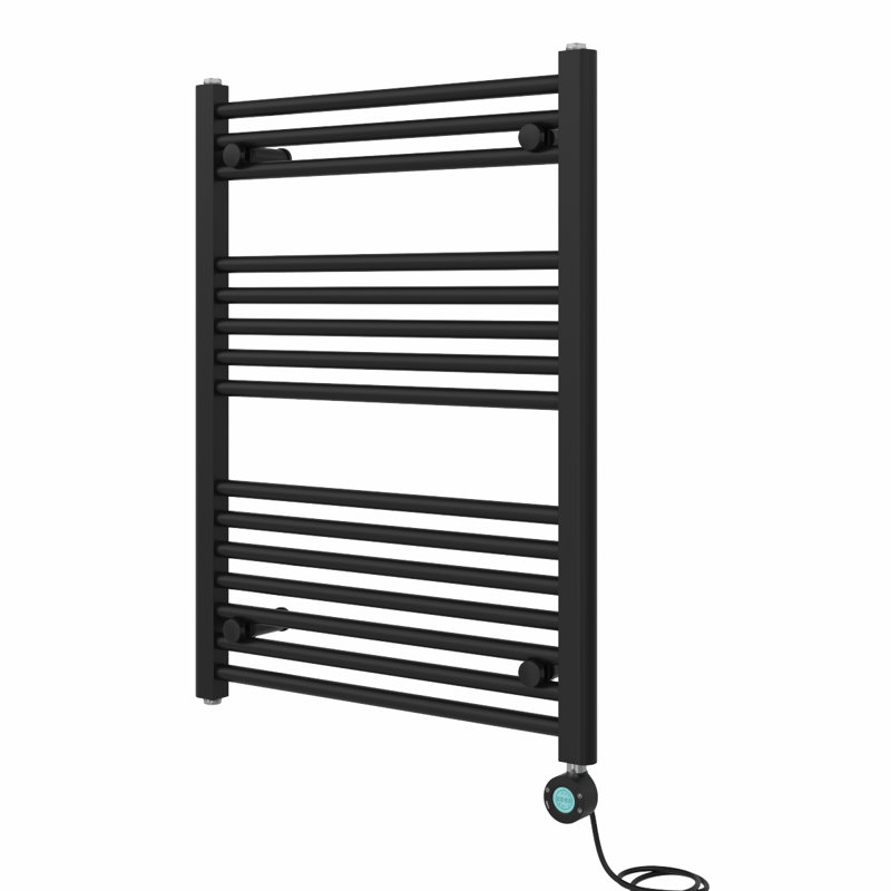 Asmitha Straight Towel Rail Heated Towel Rails, 80cm H x 60cm W x 3cm D, Black