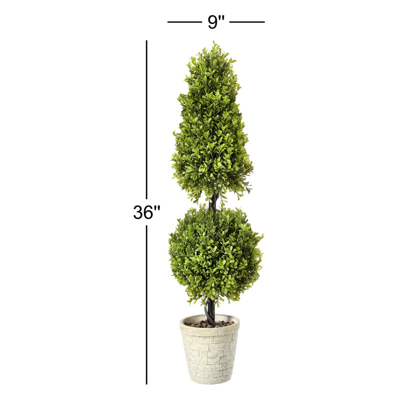 36'' Faux Boxwood Topiary in Planter