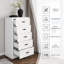 Commode blanche à 5 tiroirs, armoire de rangement en bois de style campagnard avec poignées en métal noir rétro