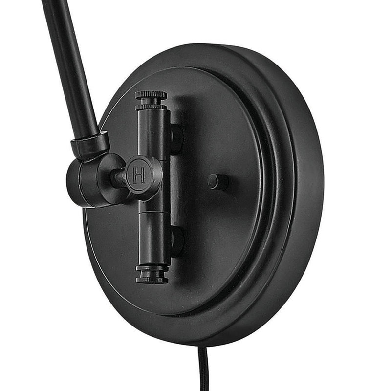 Arti 7.75-in Swing Arm Extendable Single Light Plug-In Sconce with On/Off Switch, Black