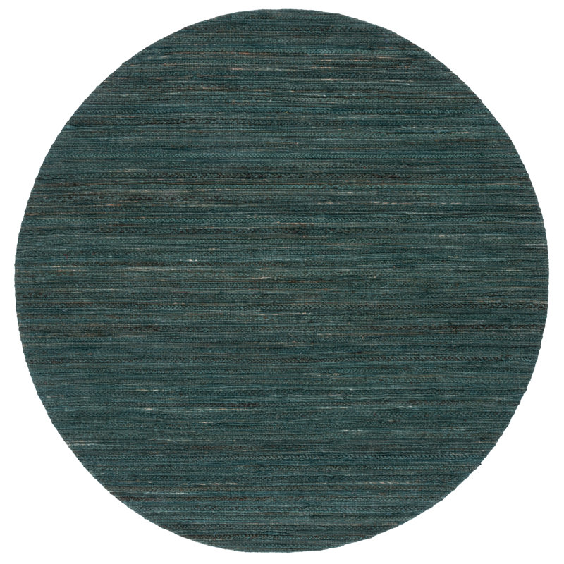 Tapis tissé à plat à la main de couleur sauge / naturel Doleman, Rond 8 pi