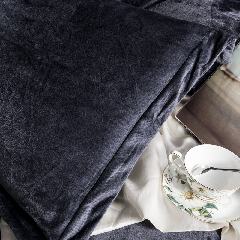 3 Pieces Comforter Cover Set, Flannel Duvet Cover Set With Zippered - NTBAY, King, Charcoal Gray