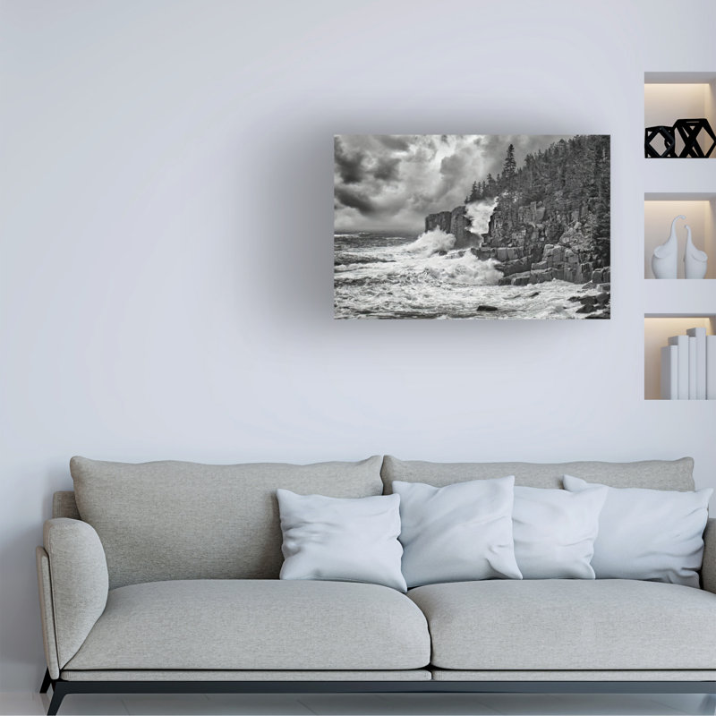 Art mural sur toile tendue - «Noreaster at Otter Cliff» de Rick Berk pour décoration de salon, de chambre à coucher ou de bureau - 12 x 19
