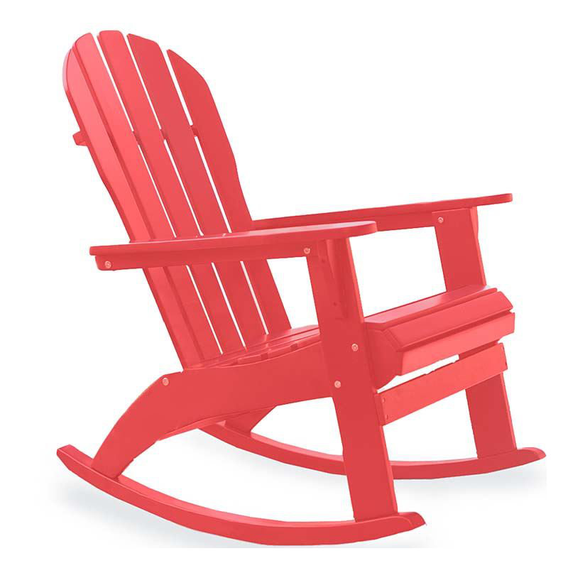 Chaise Adirondack à bascule en bois massif, rouge