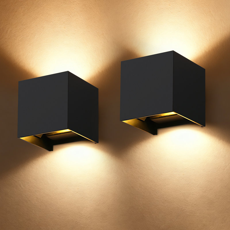 Applique murale d'extérieur à conduit en aluminium mat noir avec lumière réglable, 10