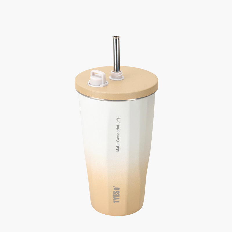 Verre 2.0 avec paille rétractable TYESO FLAIR, 20 oz, H 7,56 po x l 3,98 po x P 3,98 po, Moka