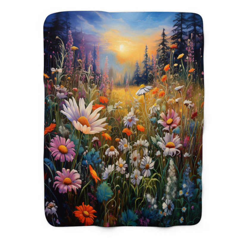 Floral Meadows - couverture de qualité supérieure 1 pièce, Lit simple