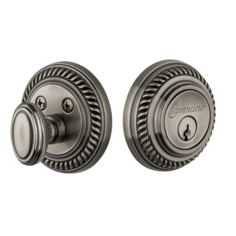 Newport Single Cylinder Deadbolt, Antique Pewter, 2.75"