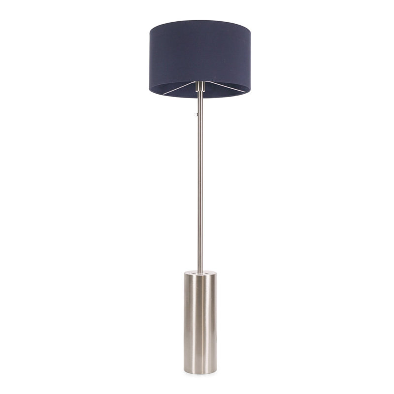 Alizander 150 H cm Traditional Floor Lamp, Navy, Brushed Chrome, Velvet