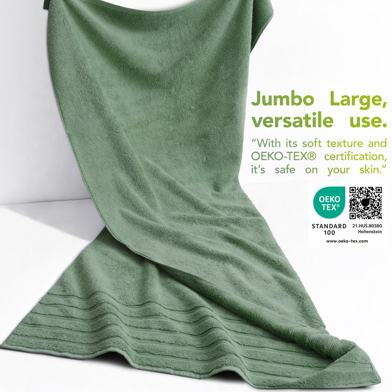 Darcelle 100% Cotton 35x70 Jumbo Large Bath Sheet, Sage Green