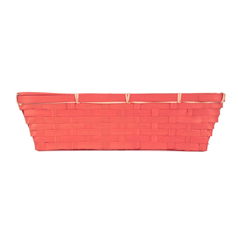 Painted Bamboo Serving Tray, 9 cm H x 31 cm L x 19 cm W, Red