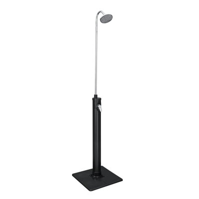 Arriona 218cm H Solar Powered Temperature Controlled Steel Freestanding Outdoor Shower and Footwash Spout