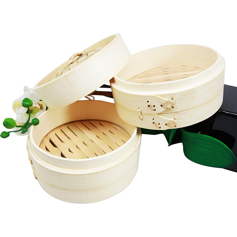 Panier à vapeur en bambou de 6 po avec diamètre de 10 po Bay Isle Home ™ Plunkett