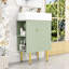 Meuble-lavabo simple autoportant moderne avec plateau en céramique, porte à fermeture en douceur et grand rangement Jarrow-1321568723