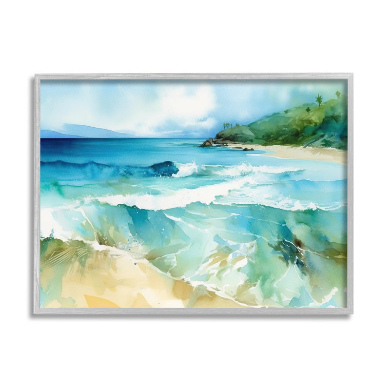 Ba-005 - «Abstract Beach Waves» par Andrea Haase, H 16 po x l 20 po x P 1,5 po