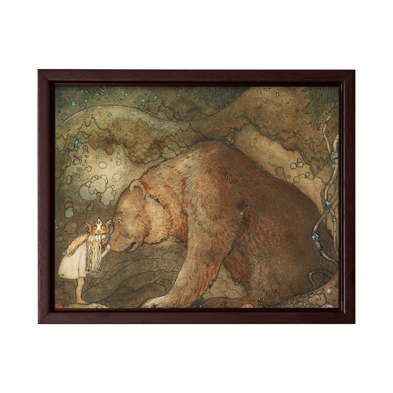 John Bauer - Poor Little Bear, Canevas, H 12 po x l 16 po, Encadrement brun